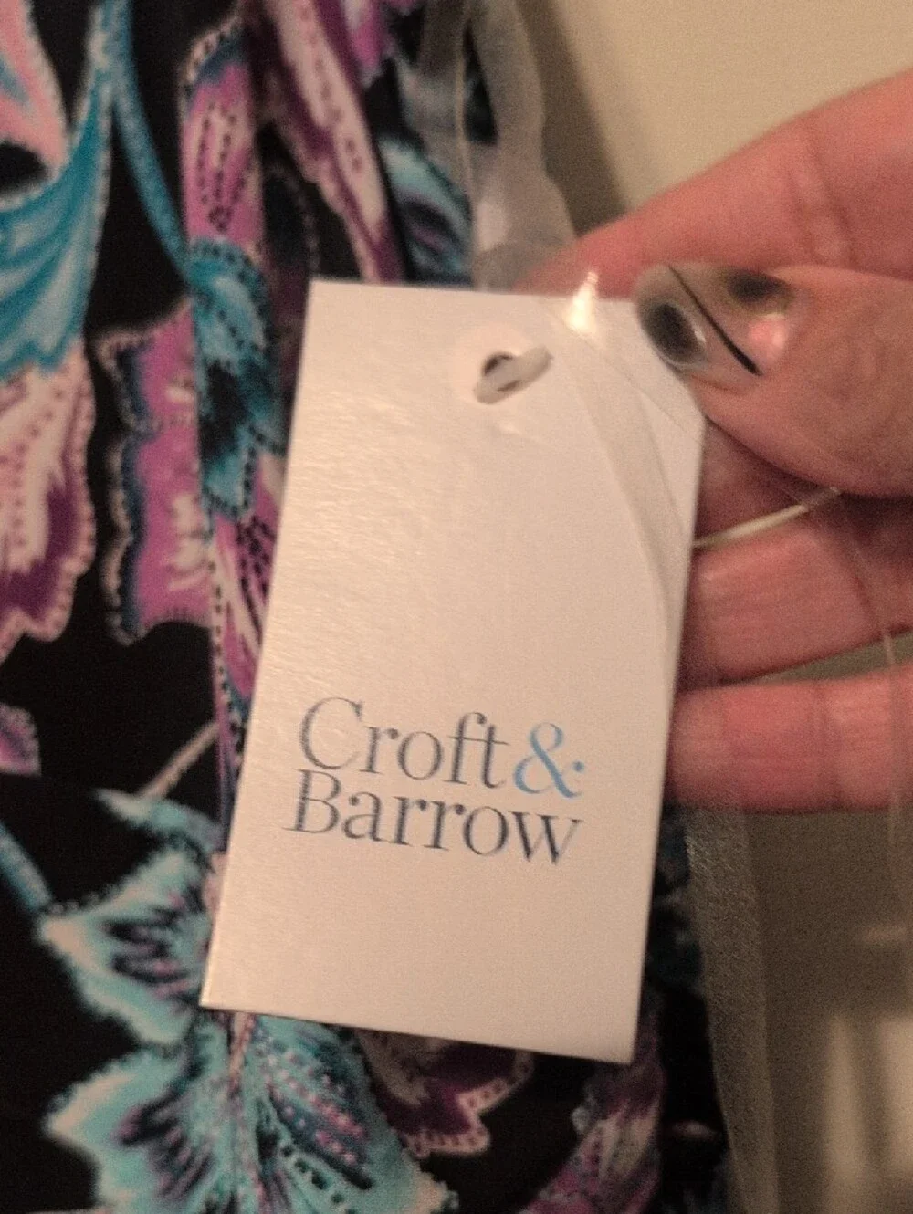 croft & barrow Black Maxi Dress with Teal and Purple Floral Print - Picture 2 of 6